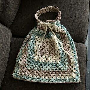 Handcrafted Crochet Drawstring Bag - Multicolor